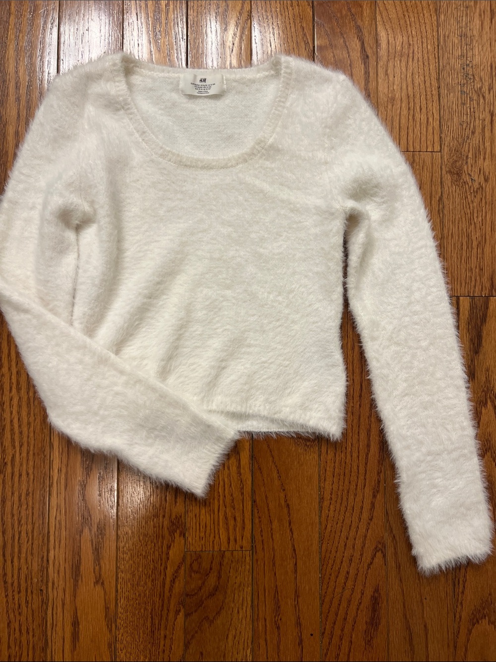 H&M Cream Fuzzy Scoop-Neck Girl’s Sweater